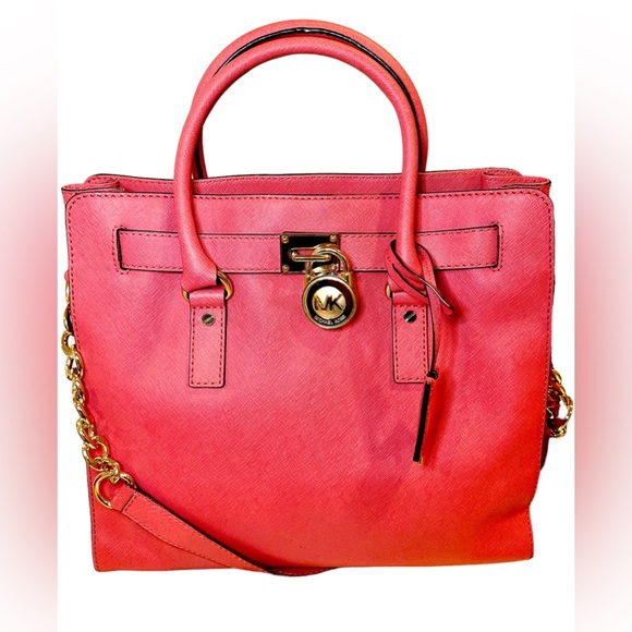 Michael Kors Hamilton Large Watermelon / Coral Shoulder Bag - Picture 3 of 13